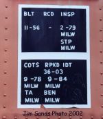 Inspection sign on Caboose